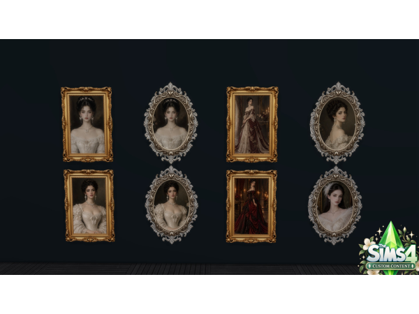 Mix Elegant Dark Hair Victorian Lady Portraits by Atino00 - The Sims 4 Custom Content