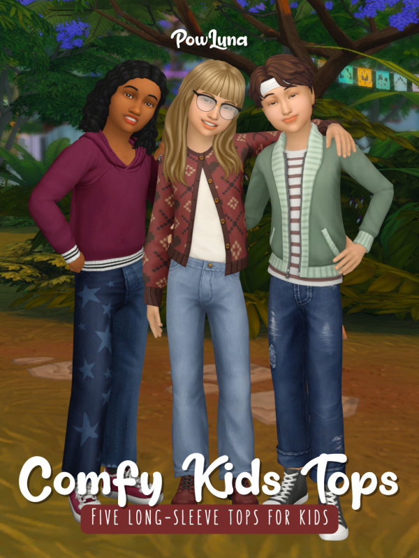 Maxis Match COMFY KIDS TOPS by simsfinds - The Sims 4 Custom Content