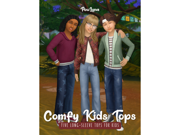 Maxis Match COMFY KIDS TOPS by powluna - The Sims 4 Custom Content