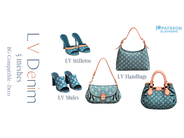 Mix LV Denim Collection 5 meshes by slay4sims - The Sims 4 Custom Content