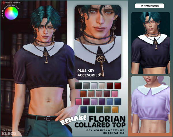 Mix PEACH Florian Collared Top by simsfinds - The Sims 4 Custom Content