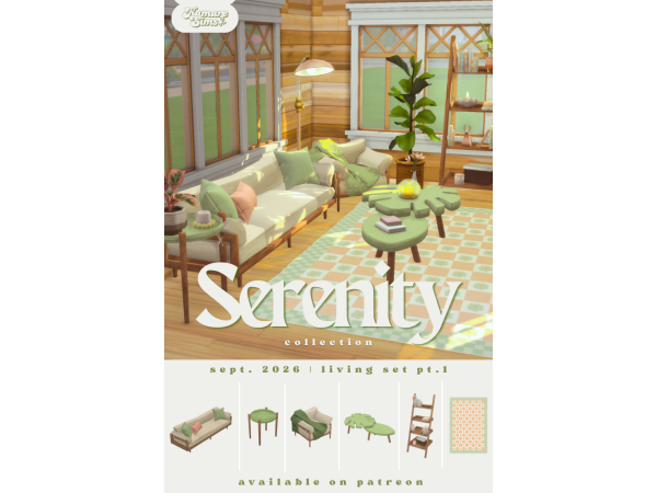 Maxis Match Serenity Collection Living Set pt 1 by kamareart - The Sims 4 Custom Content