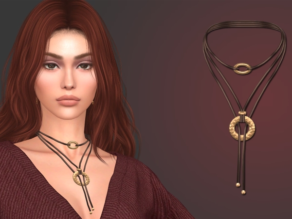 Alpha Open Circle Cord Necklace - The Sims 4 Custom Content