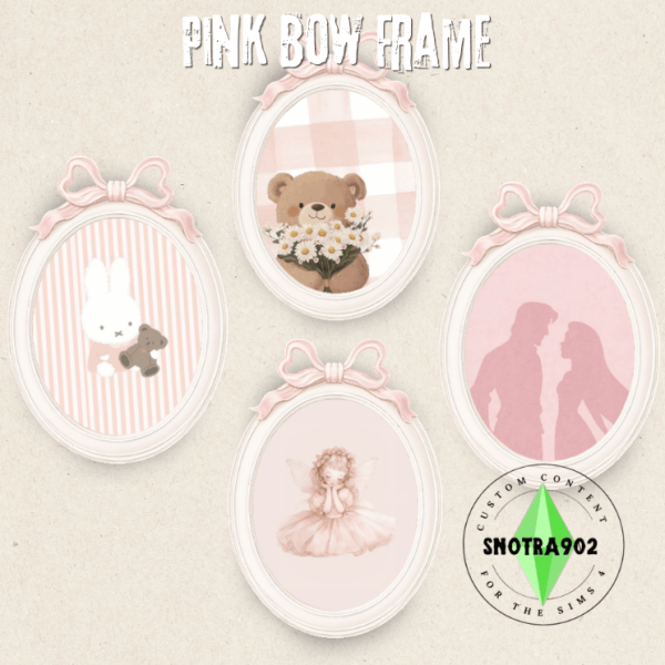 Maxis Match Pink Bow Frame by simsfinds - The Sims 4 Custom Content