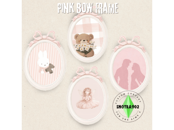 Maxis Match Pink Bow Frame by Snotra902 - The Sims 4 Custom Content