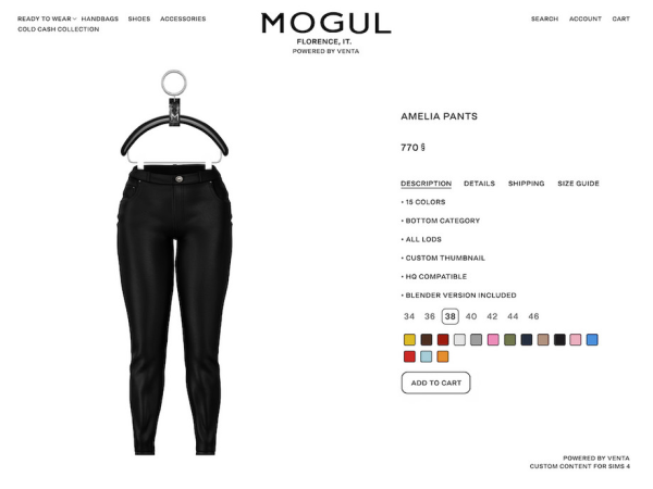 Alpha MOGUL Amelia Pants Patreon Exclusive by VentaStudio - The Sims 4 Custom Content