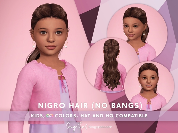 Alpha Nigro Hair Kids (No bangs) - The Sims 4 Custom Content