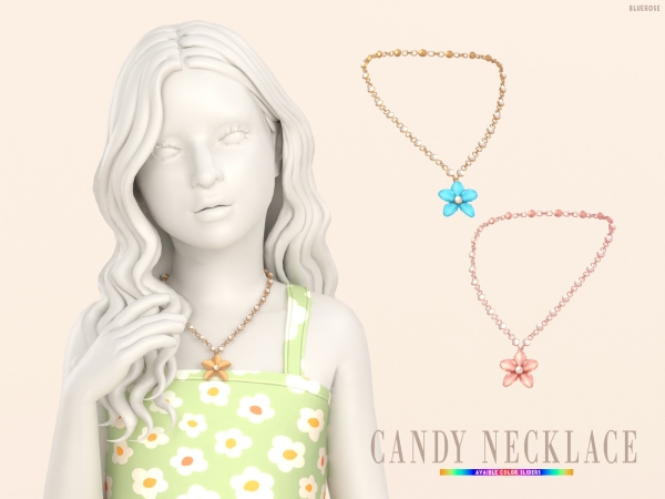 Mix Candy Child Necklace bluerosesims - The Sims 4 Custom Content