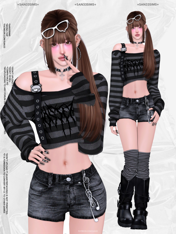 Alpha 333MONO Top by simsfinds - The Sims 4 Custom Content