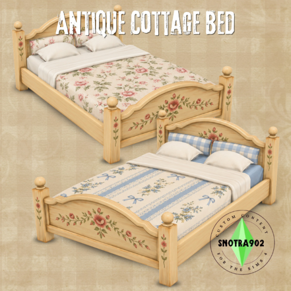 Maxis Match Antique Cottage Bed by simsfinds - The Sims 4 Custom Content