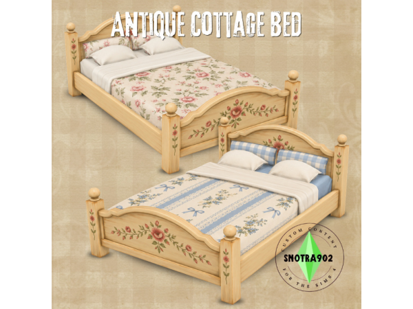 Maxis Match Antique Cottage Bed by Snotra902 - The Sims 4 Custom Content
