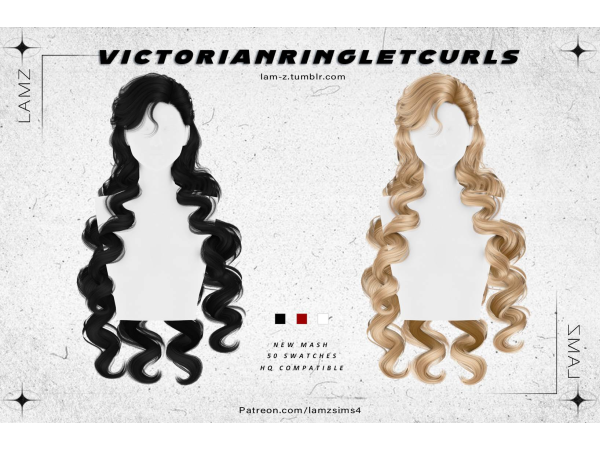 Alpha LAMZ_VictorianRingletCurlsHairstyles_001F - The Sims 4 Custom Content