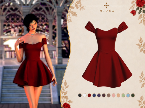 Alpha Dreamy Off Shoulder Dress by MioraTR - The Sims 4 Custom Content