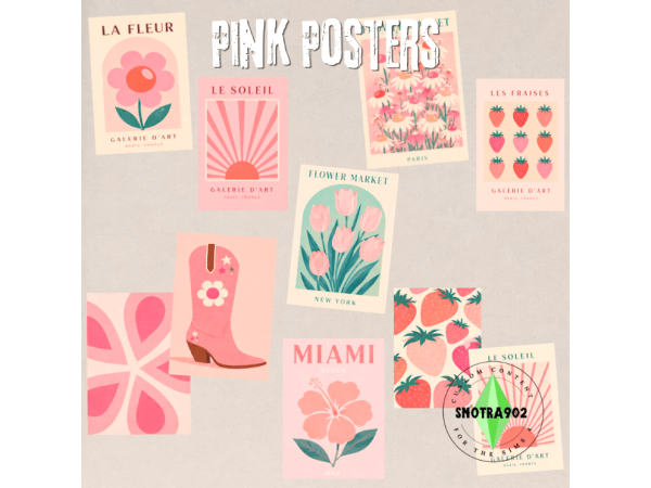 Maxis Match Pink Posters by Snotra902 - The Sims 4 Custom Content