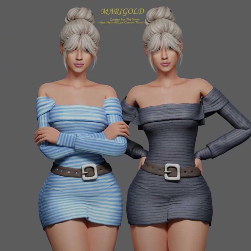 Alpha MARIGOLD TS4_MILA STRIPED TOP by marigoldsims - The Sims 4 Custom Content
