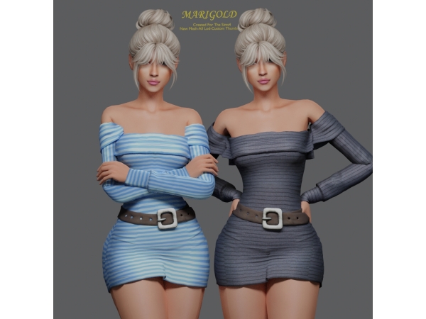 Alpha MARIGOLD TS4_MILA STRIPED TOP - The Sims 4 Custom Content