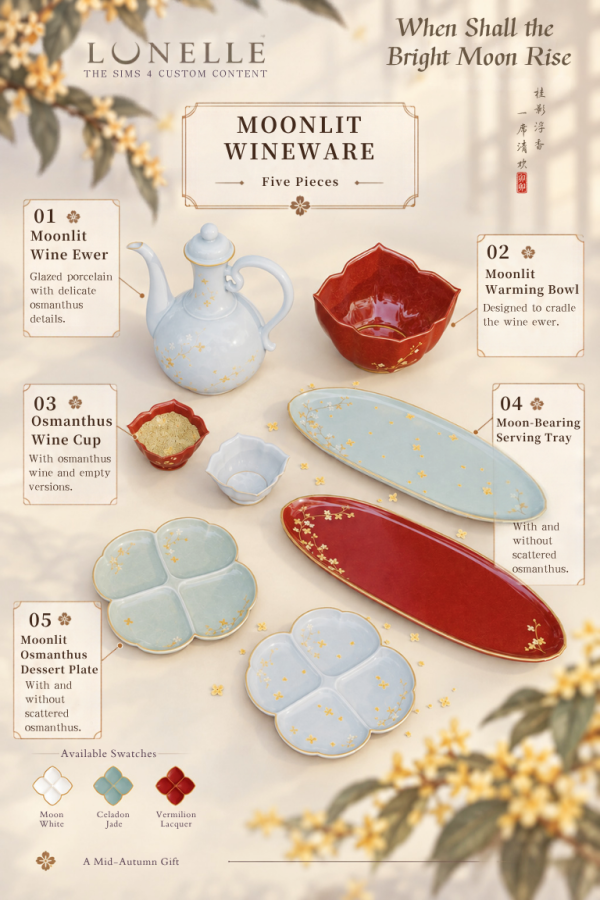 Mix When Shall the Bright Moon Rise Moonlit Wineware by simsfinds - The Sims 4 Custom Content