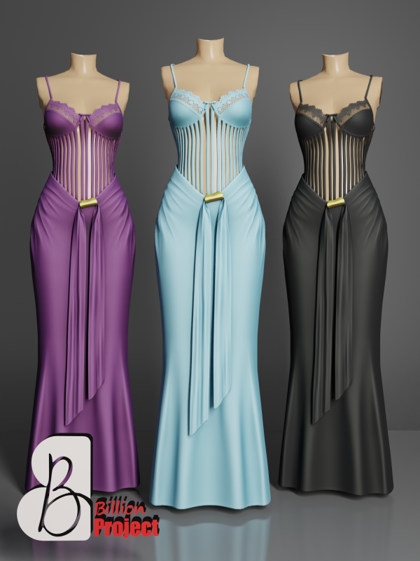 Alpha BillionProject Bradly Long dress by billion_project666 - The Sims 4 Custom Content
