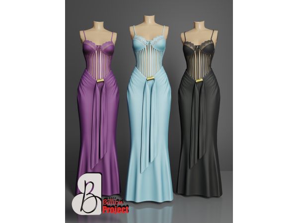Alpha BillionProject Bradly Long dress - The Sims 4 Custom Content