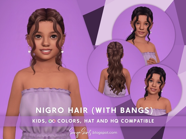 Alpha Nigro Hair Kids (With bangs) - The Sims 4 Custom Content