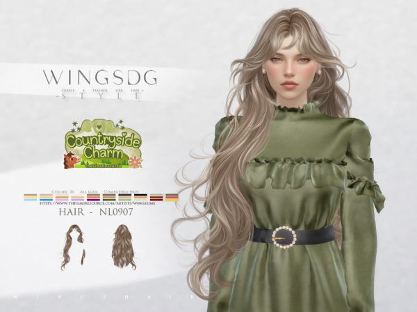 Alpha WINGS HAIR Wavy long curly hair by wingssims - The Sims 4 Custom Content
