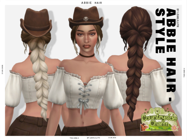 Maxis Match Countryside Charm Abbie Long Braid Hairstyle by Leah_Lillith - The Sims 4 Custom Content
