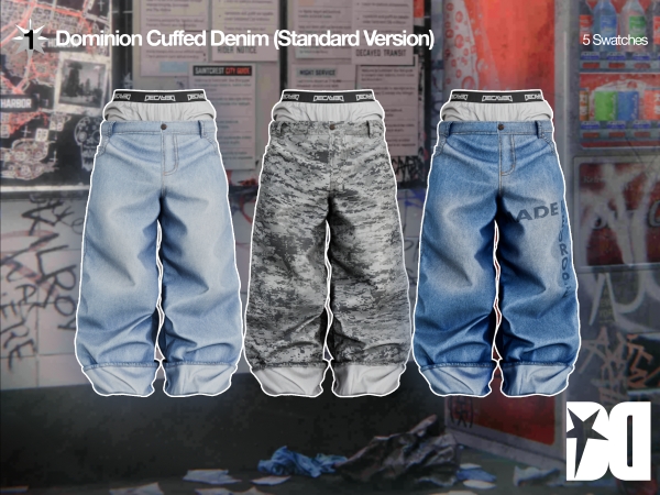 Alpha Dominion Cuffed Denim (Standard Version) - The Sims 4 Custom Content