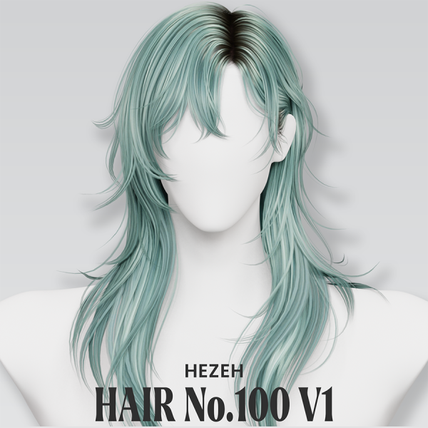 Alpha [Hezeh]Hair No100 V1 by hezeh - The Sims 4 Custom Content