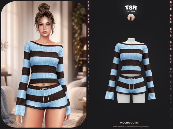 Alpha SET Mocha Outfit - The Sims 4 Custom Content