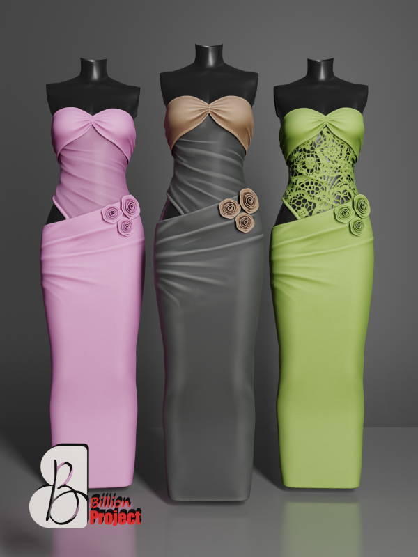 Alpha Billionproject Biana Long Dress by billion_project666 - The Sims 4 Custom Content