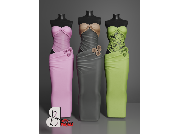 Alpha Billionproject Biana Long Dress - The Sims 4 Custom Content