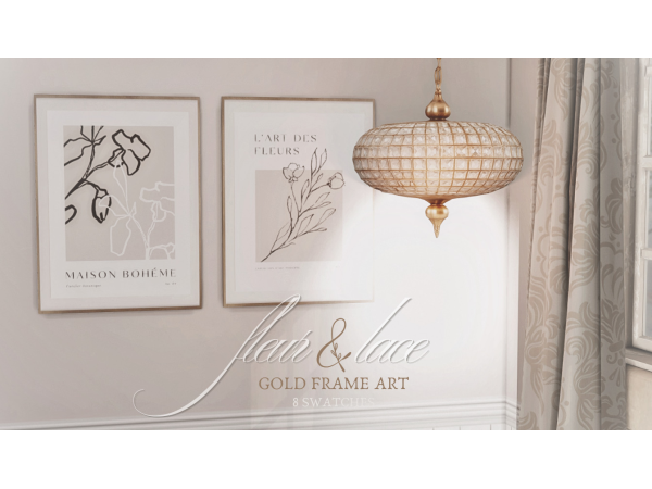 Mix Gold frame art by Fleurandlace - The Sims 4 Custom Content