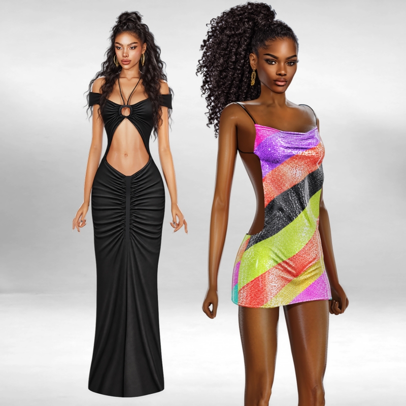 Alpha Open Back Sequin Mini Dress by cool_content_star - The Sims 4 Custom Content