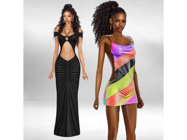 Alpha Open Back Sequin Mini Dress - The Sims 4 Custom Content