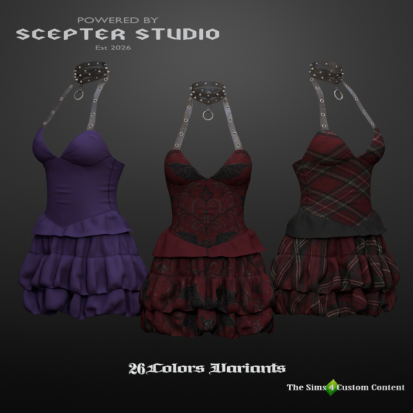 Alpha Valkrya Halter Dress by scepterstudio - The Sims 4 Custom Content