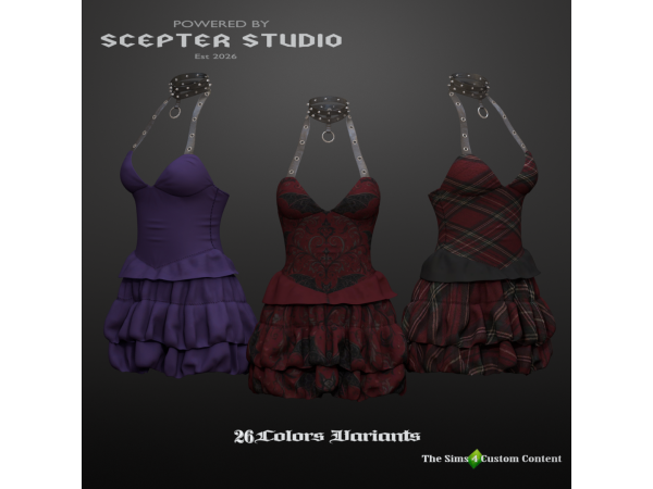 Alpha Valkrya Halter Dress by Scepter - The Sims 4 Custom Content