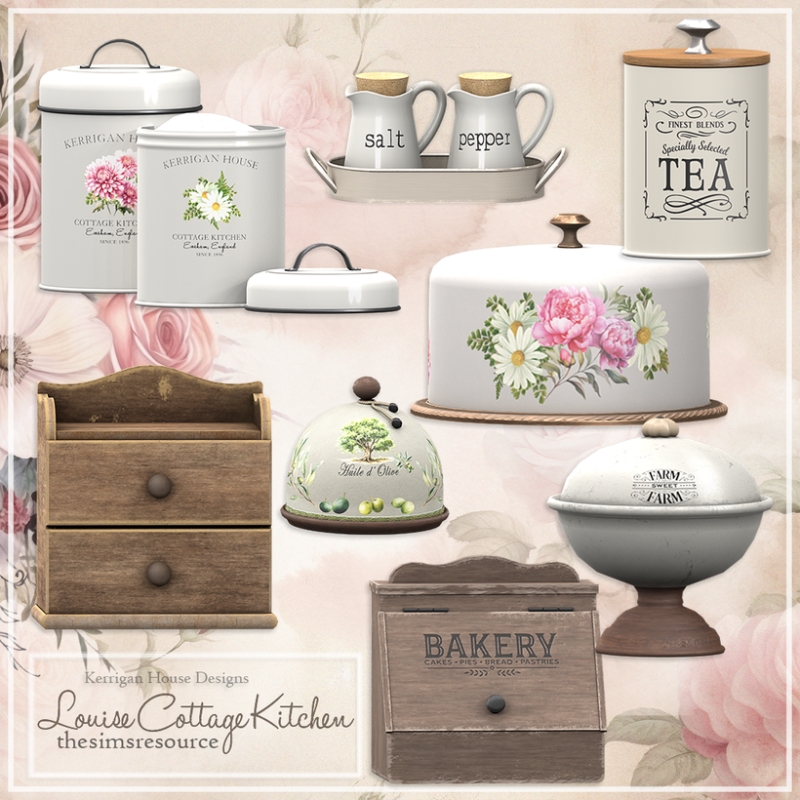 Alpha [KHD] Louise Cottage Kitchen Set by simsfinds - The Sims 4 Custom Content