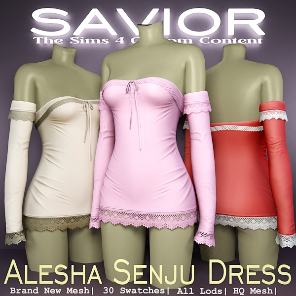 Alpha Svr_Alesha Senju Dress by saviorts4 - The Sims 4 Custom Content