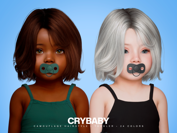 Alpha CRYBABY Camouflage Hairstyle I Toddler (Newsea) - The Sims 4 Custom Content
