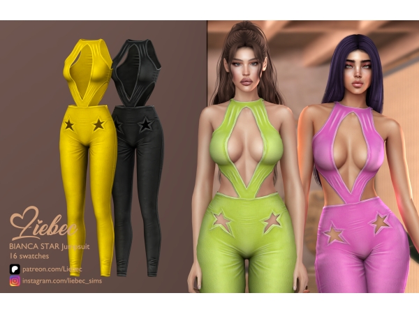 Alpha LIEBEC BIANCA STAR JUMPSUIT - The Sims 4 Custom Content