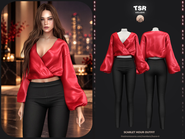 Alpha SET Scarlet Hour Outfit - The Sims 4 Custom Content