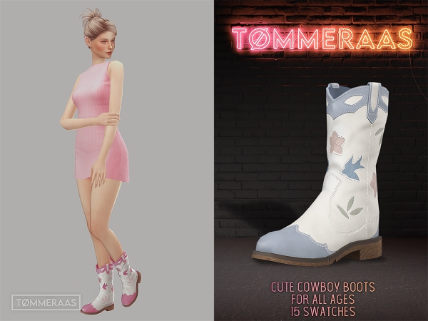 Alpha Tu00d8MMERAAS Cute Cowboy Boots for Teen to Elder (100) - The Sims 4 Custom Content