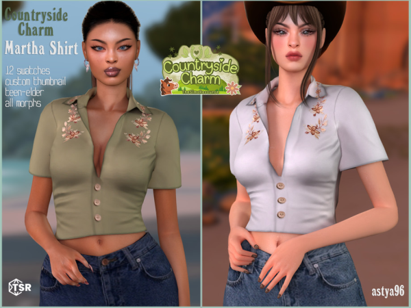 Alpha Countryside Charm Martha Shirt by astya96cc - The Sims 4 Custom Content