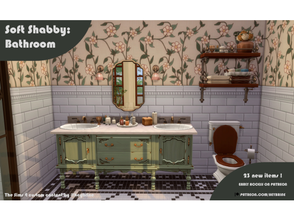 Maxis Match Soft Shabby Bathroom by HeyBrine - The Sims 4 Custom Content