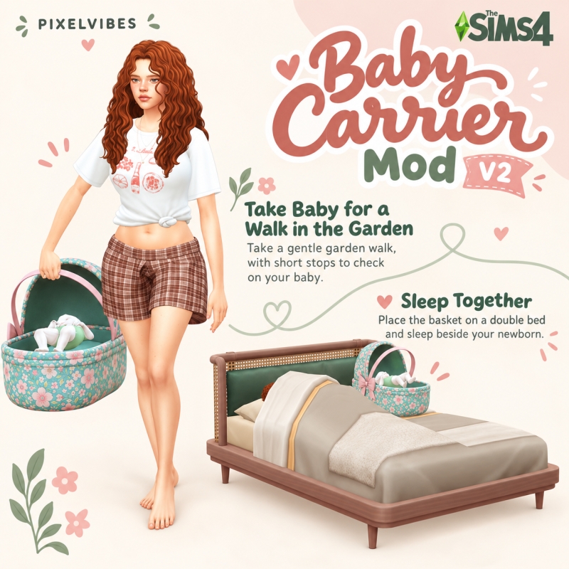 Mix Baby Carrier Mod V2 by pixelvibes - The Sims 4 Custom Content