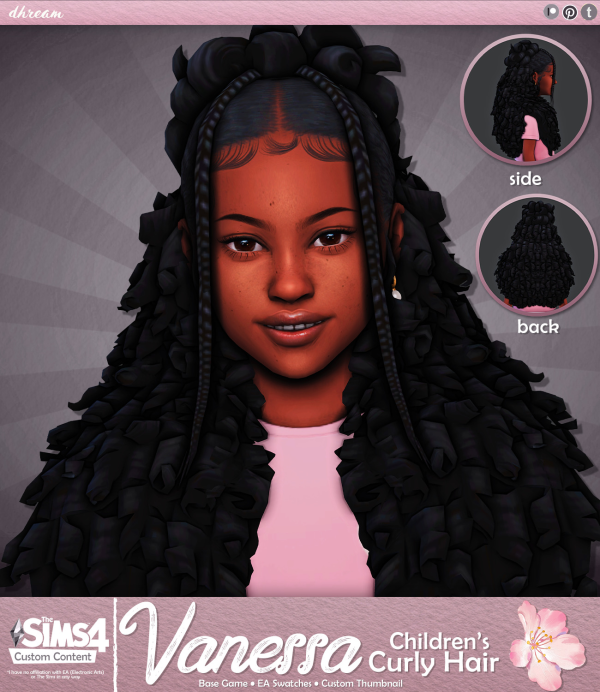 Maxis Match Vanessa Curly Hair by simsfinds - The Sims 4 Custom Content