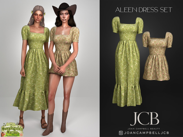 Alpha ALEEN SHORT AND LONG DRESS SET by Joan_Campbell_Beauty_ - The Sims 4 Custom Content