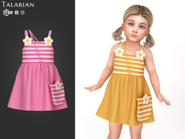 Alpha Aitana Dress With Striped Top And Matching Bag by talarian - The Sims 4 Custom Content