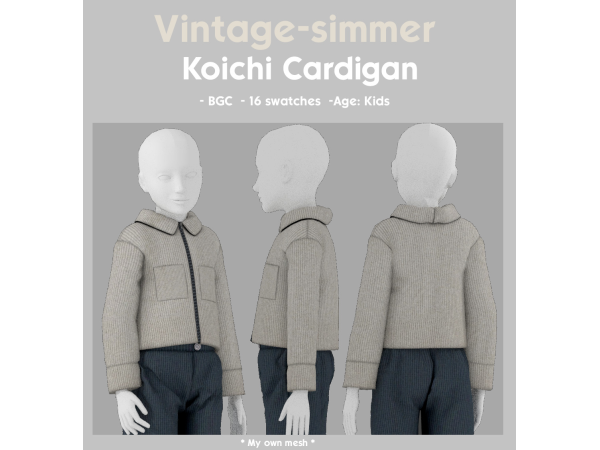 Alpha Koichi Cardigan simmer by vintage - The Sims 4 Custom Content