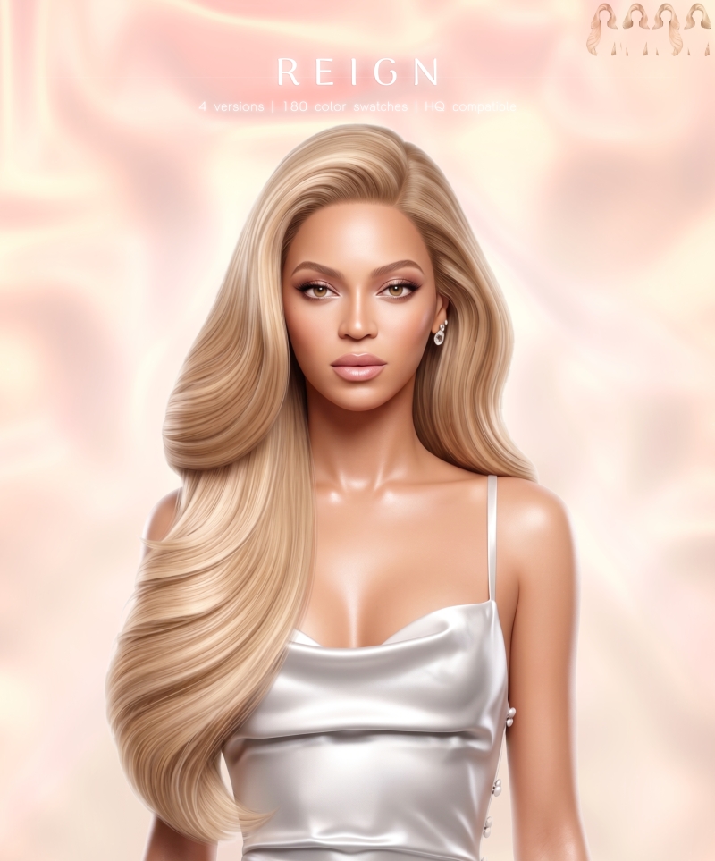 Alpha Reign Hairstyle by greenteahoney - The Sims 4 Custom Content